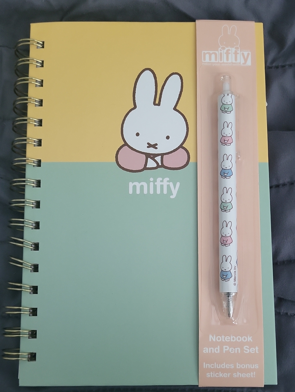 miffy Yellow & Mint Spiral Notebook with Character Pen